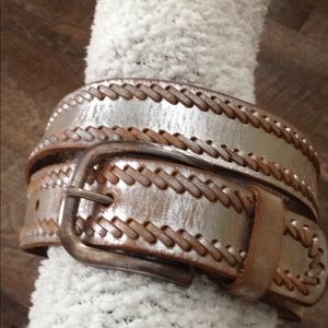 S Nine West Leather Belt Silver Wash